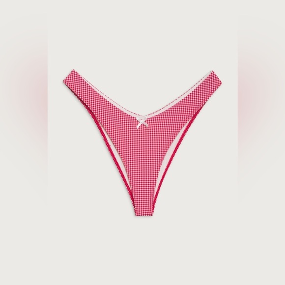 New! Frankies Bikinis Enzo Cheeky Bikini Bottom in Ladybug Gingham 31509 - Picture 4 of 13